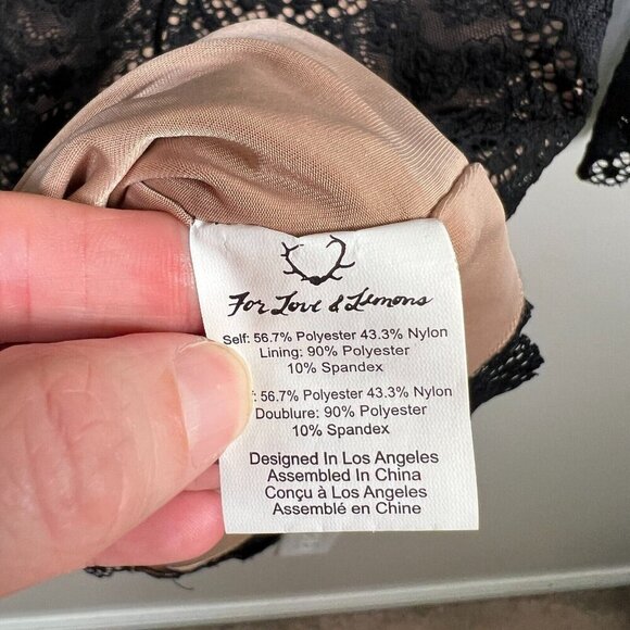 For Love & Lemons Rosalita Lace Dress Size Small Black Plunge Party Cocktail - Picture 11 of 12